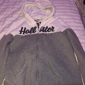 half white half grey hollister jacket